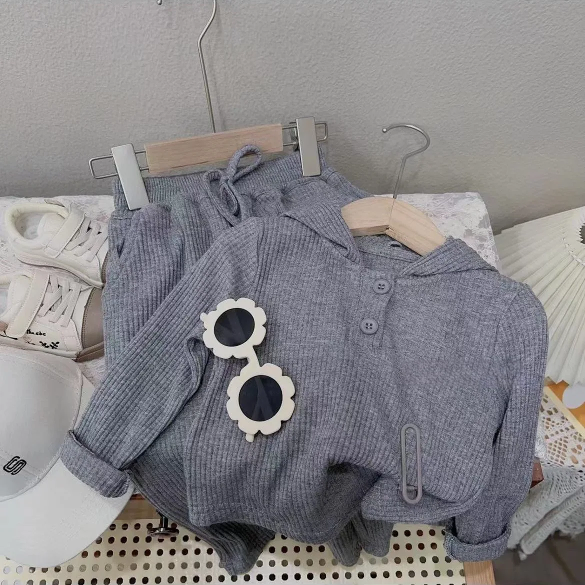 Детские комплекты Новые Корейские осенние Топы с длинным рукавом для девочек