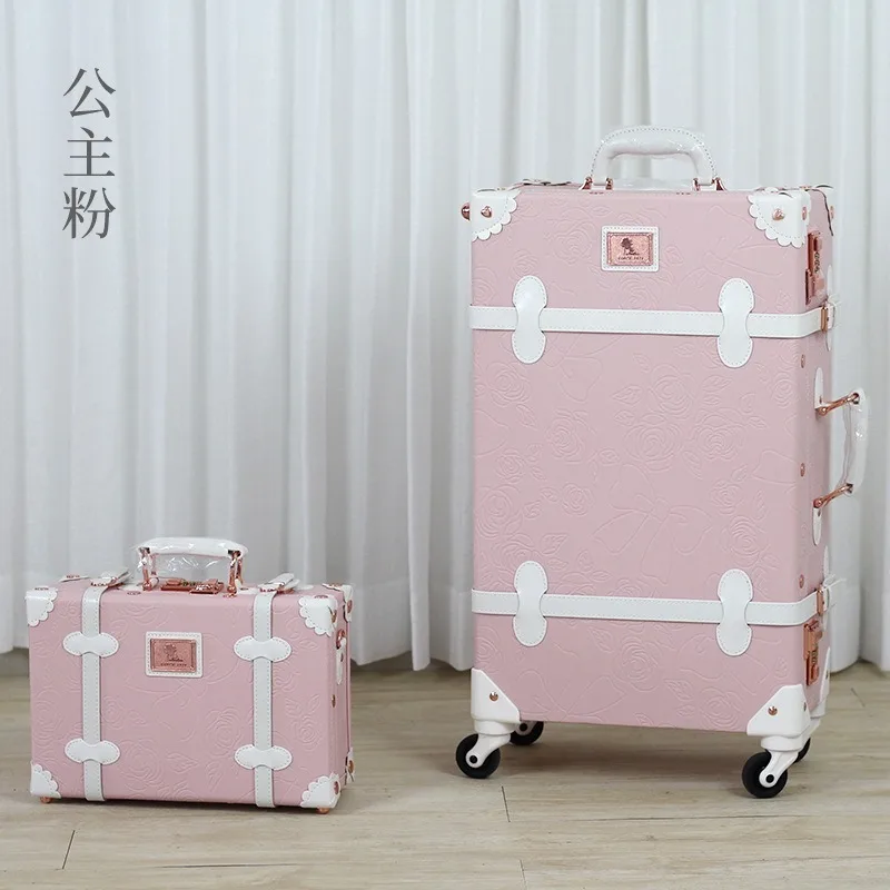 Новый модный ретро чемодан женский багаж на роликах кожаный с леопардовым