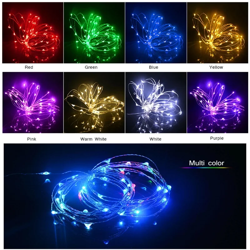 

USB LED String Light Fairy Garland 5M/10M/20M Copper Wire Light Valentine's Day Christmas Wedding Party Garden Decoration