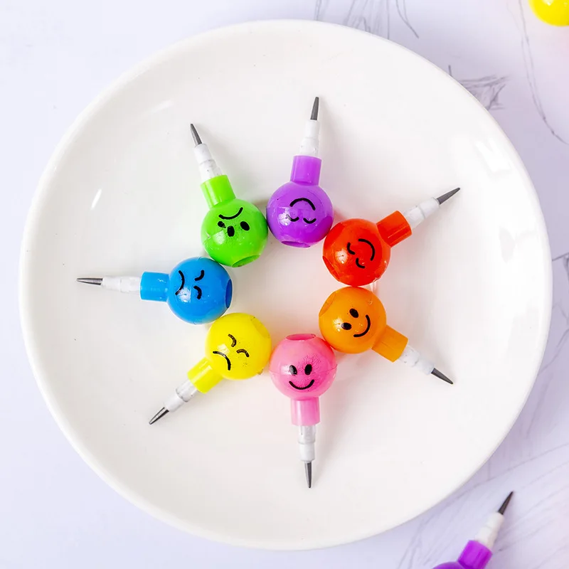 

30Pcs Creative 7 Colors Sugar-Coated Round Gourd crayon Cartoon Graffiti Pen Fun Learning Stationery Gifts For Kids