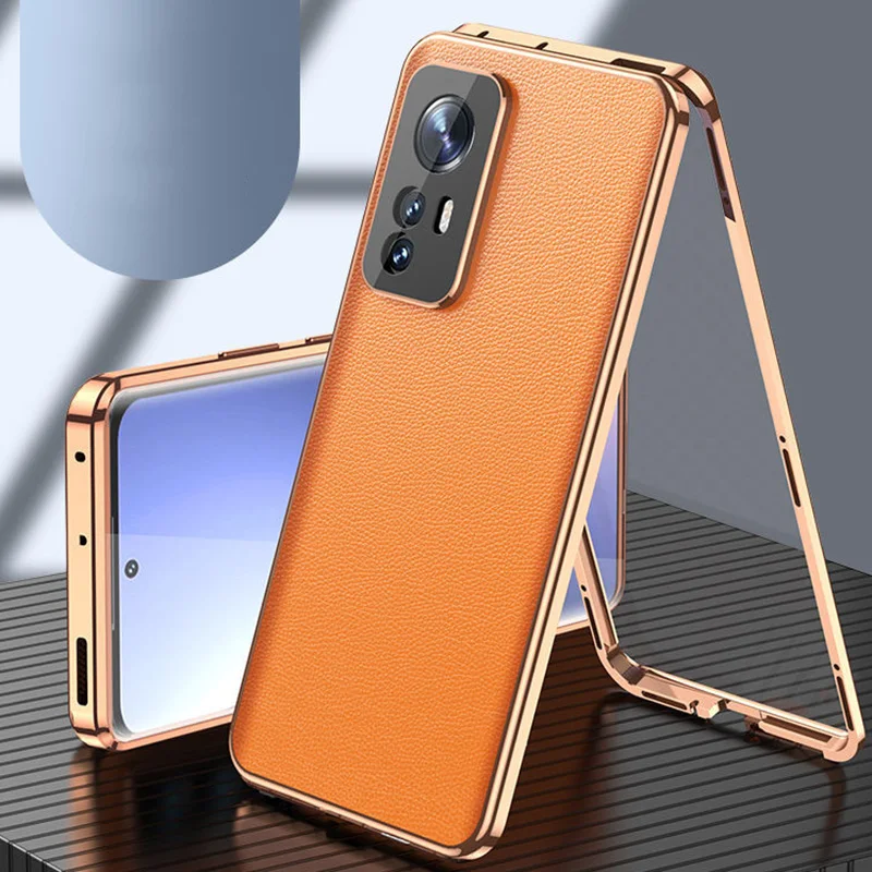 Tanie Dla Xiaomi 12 Pro 12X Etui Na Telefon Komórkowy Dwustronne Anty-upadek All-inclusive Soczewki Metalowe Magnetyczne Przezroczyste Etui Ochronne