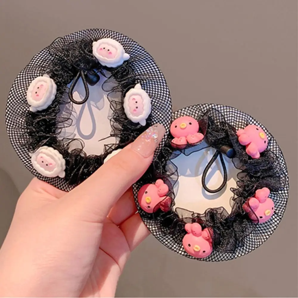 

Headdress Bear Frog Cute Rabbit Children Hair Net Girl Bun Cover Snood Ballet Dance Crochet Fanchon Ponytail Holder