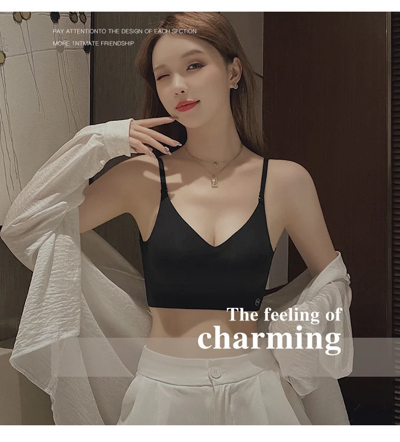 

2023 Pure Lust Style Large Open Back U-shaped Beautiful Bra for Spicy Girls Sexy Breathable Collar Free Breast Lingerie