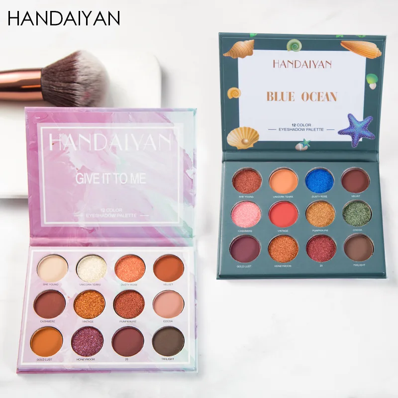 

HANDAIYAN 12 Colors Eyeshadow Pearly Matte Earth Color Eyeshadow Palette Shiny Sequins Eye Shadow Long Lasting Makeup