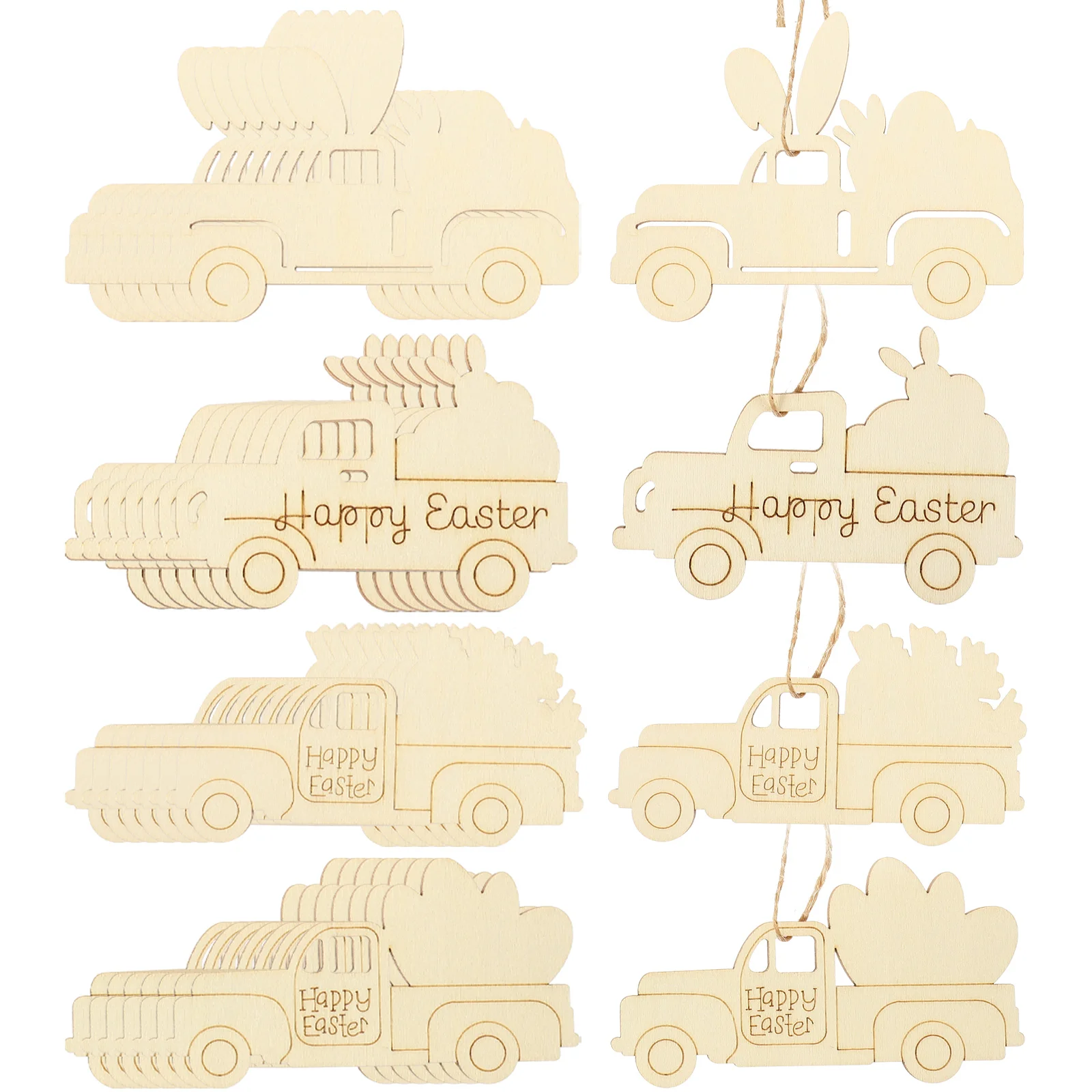 

Easter Wooden Slices Wood Cutout Truck Ornaments Unfinished Party Hanging Diy Tag Crafts Chips Blank Cutouts Embellishments