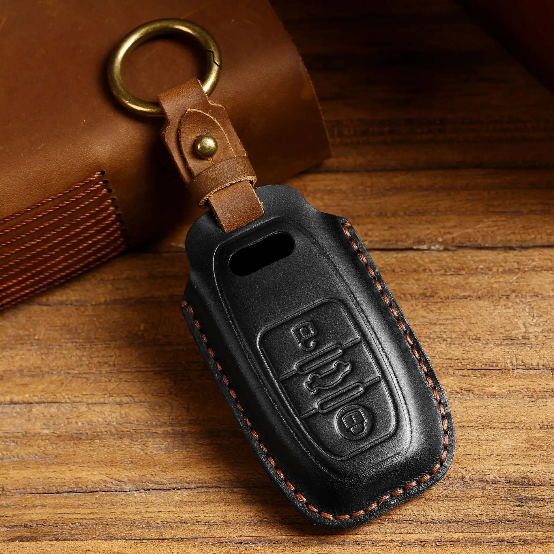 

Luxury Car Key Case Cover Leather for Audi 2017 A3 A5 A7 Q3 Q5 Q7 Q5L A6L