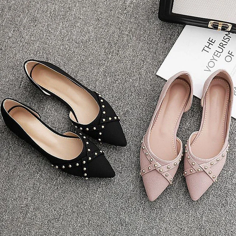 

Flat Women's Single Shoes Spring New Korean Version All-match Fashion Pointed Toe Shallow Mouth Lazy One Pedal Peas Shoes New