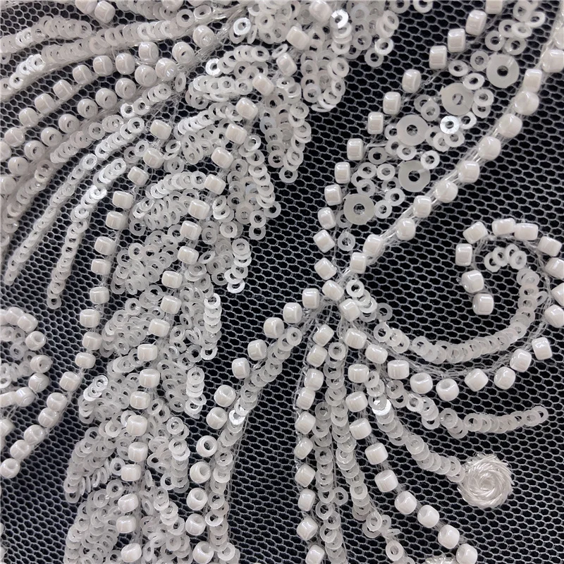 1 шт. большая белая роскошная аппликация для вечерние ного платья с бисером