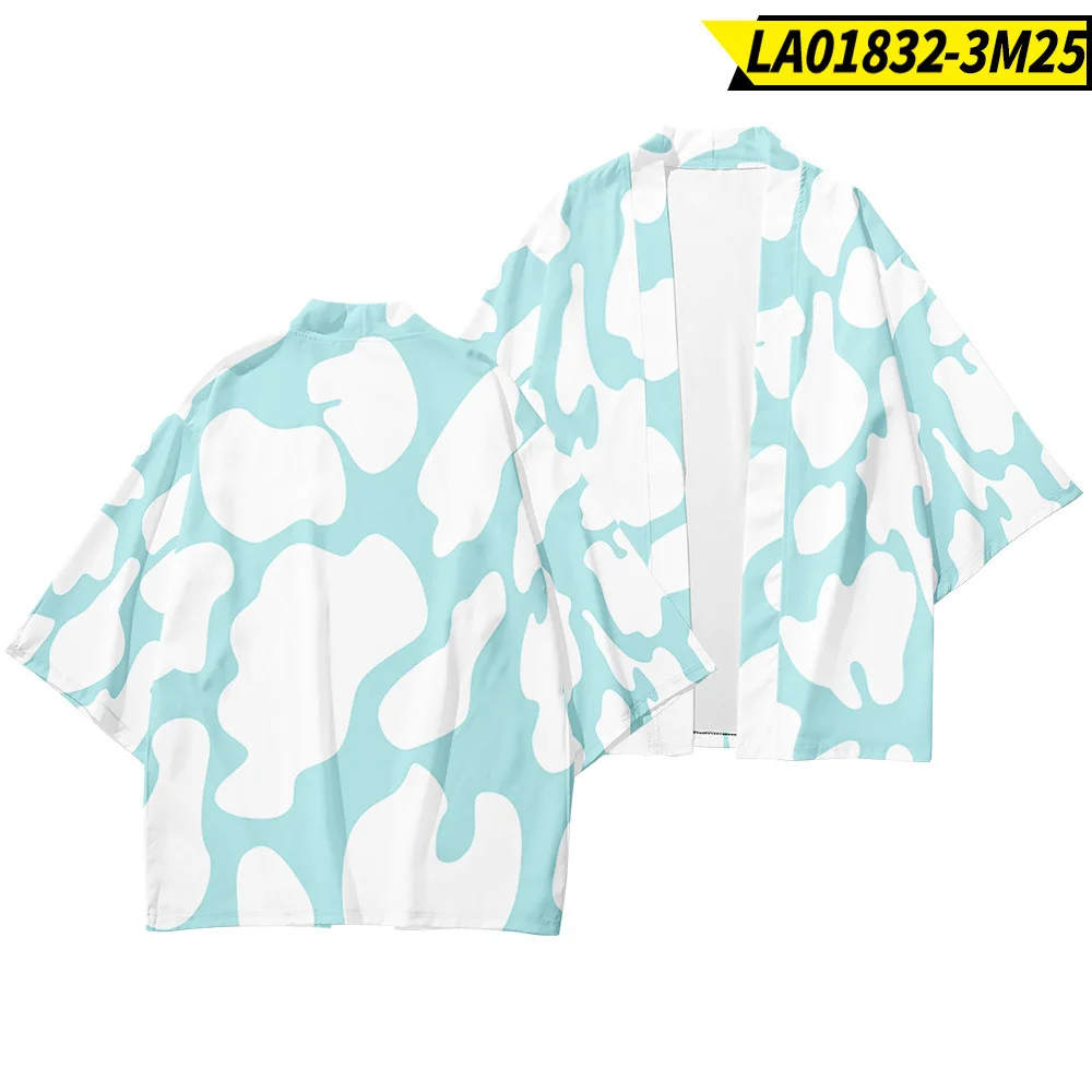 Spring Summer Men Kimono Robe Sets 2PCS Rayon Print Pajamas Casual Loose Tao Robe Shorts Overalls Suit Lingerie Home Clothes