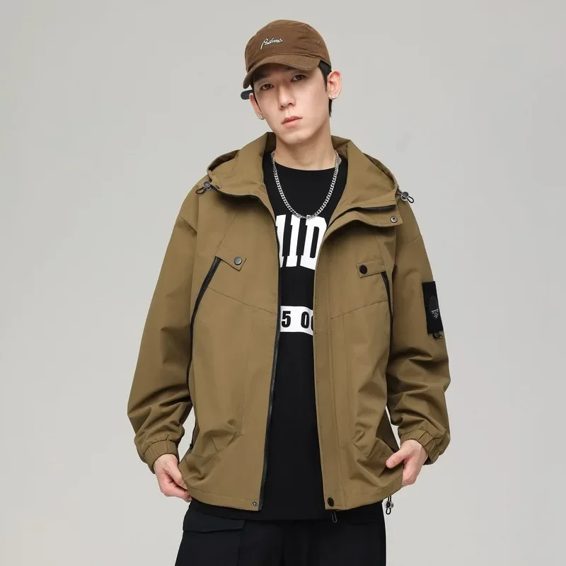 Trendy Hooded Stand Collar Jacket Unisex Korean Style Student Workwear Casual Clothing Loose Fit For Men Women