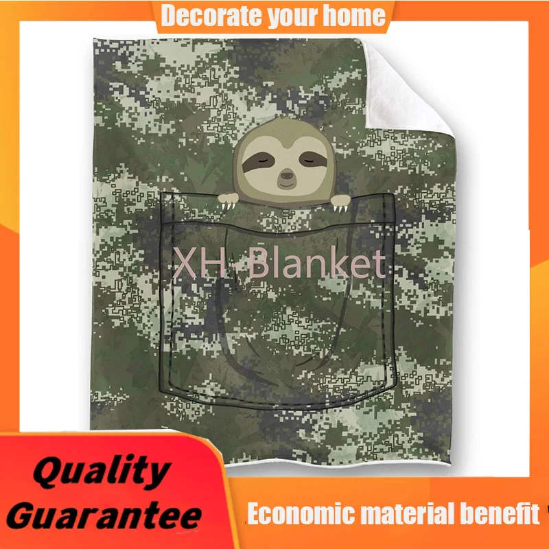 

Camo Pocket Sloth Throw Blanket Super Soft, Fluffy, Premium Sherpa Fleece Blanket 50'' x 60'' Fit for Sofa Chair Bed Office