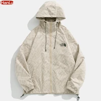new mens clothes korean fashion jacket full print zip loose outdoor waterproof casual hooded jackets fo men streetwea coats