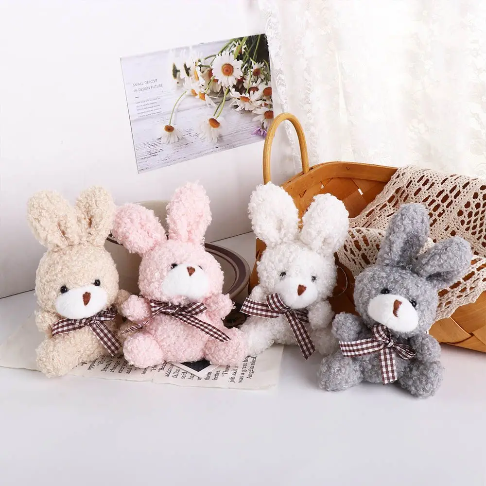 

Toy Pendant Long Ears Bow Tie PP Cotton Korean Style Key Buckle Rabbit Pendant Plush Doll Key Chain Women Key Holder