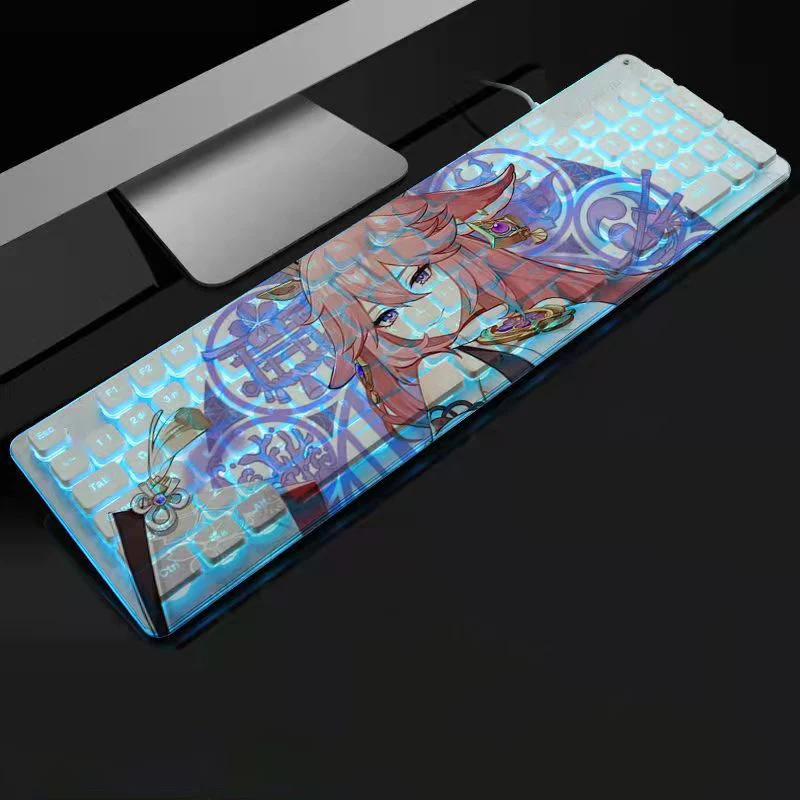Anime oyun klavyesi 104 tuşları dilsiz USB kablolu arkadan aydınlatmalı oyun klavyesi çikolata klavye tuş takımı ofis dizüstü PC oyunları