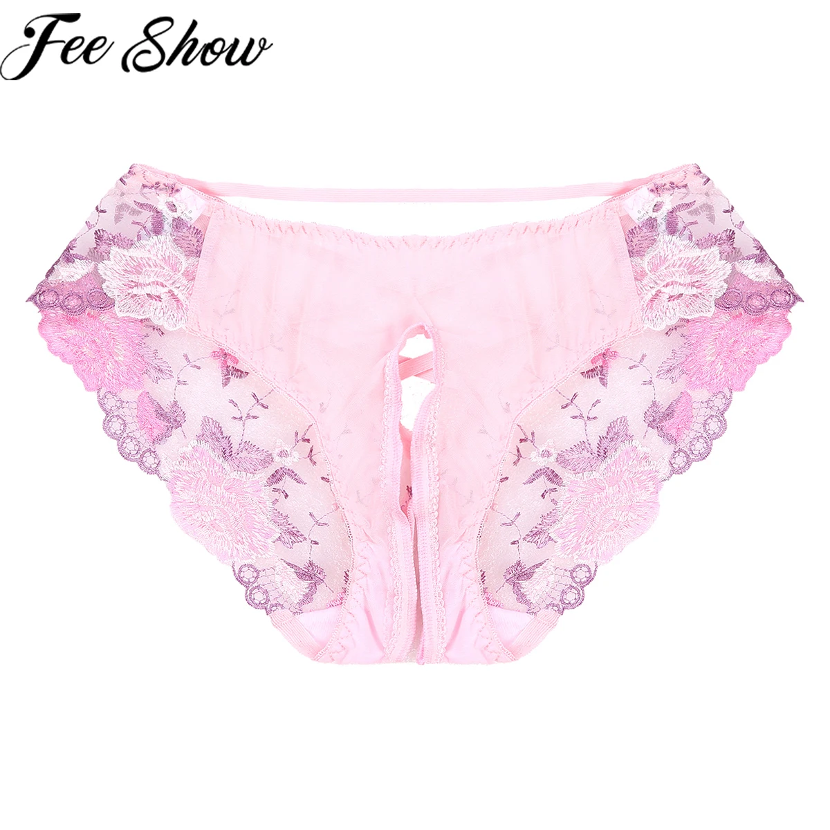 

Женские прозрачные сетчатые трусики с вырезами, экзотическое нижнее белье с цветочной вышивкой и низкой посадкой, прозрачные трусики, ажур...
