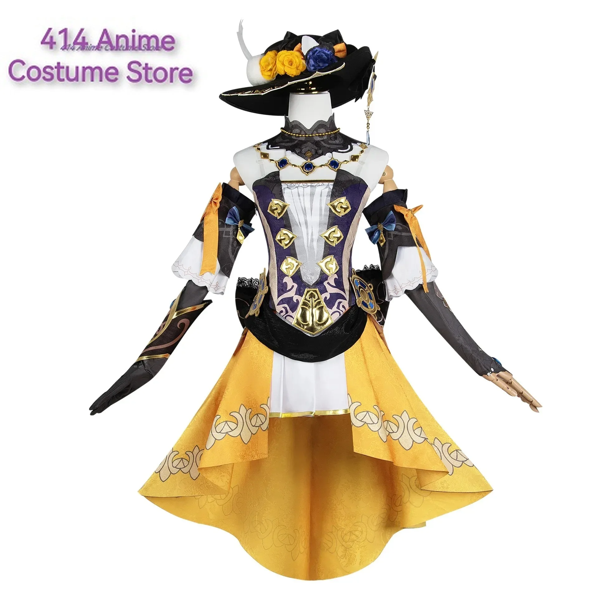 Игра Genshin Navia Impact Косплей Костюм Униформа Парик Шляпа Комплект Женское Платье