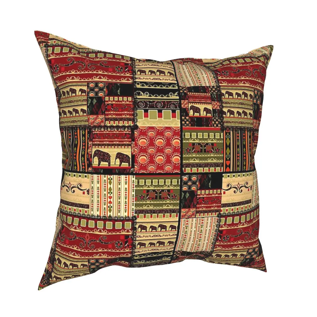 

African Elephants Pattern Pillowcase Polyester Cushion Cover Decor Ethnic Tribal Boho Throw Pillow Case Cover for Home