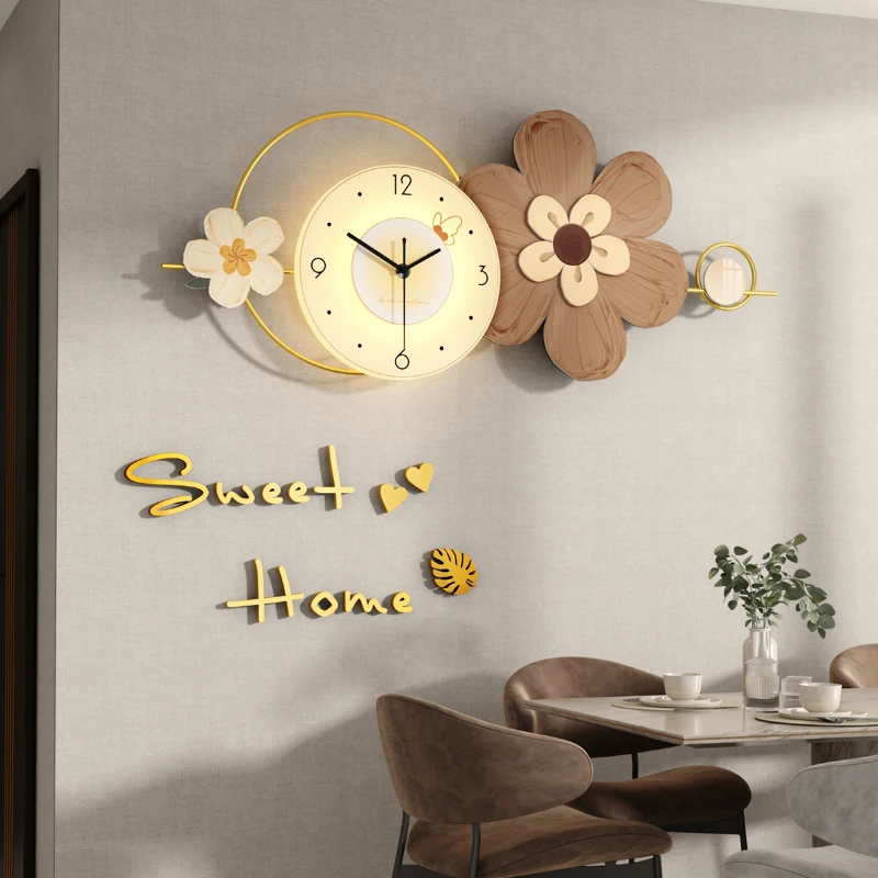 

Настенные часы для столовой, Простой декоративный будильник для гостиной, тихие Роскошные креативные настенные светильники