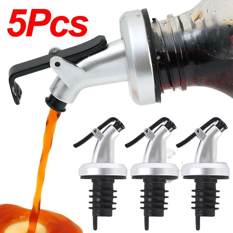 

5Pcs Oil Bottle Stopper Wine Pourer Lock Plug Sealing Leak-proof Nozzle Sprayer Liquor Dispenser Oil Pour Spout Cap Kitchen Tool