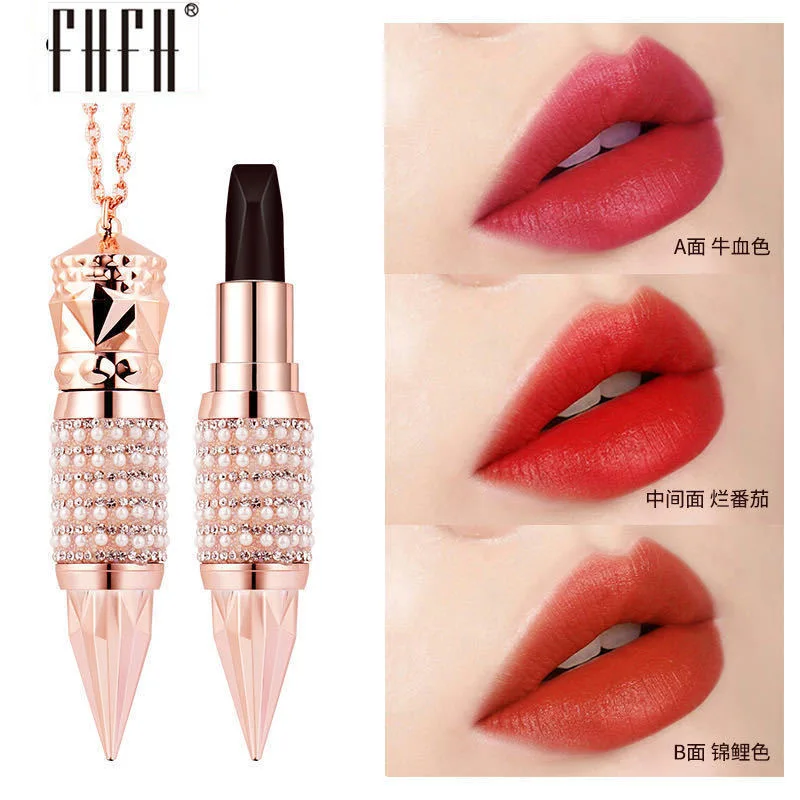 

3-in-1 Matte Scepter Lipstick Tri-color Waterproof Moisturizing Sexy Lip Stick Makeup Non-stick Cup Not Easy To Fade Lip Cosmeti