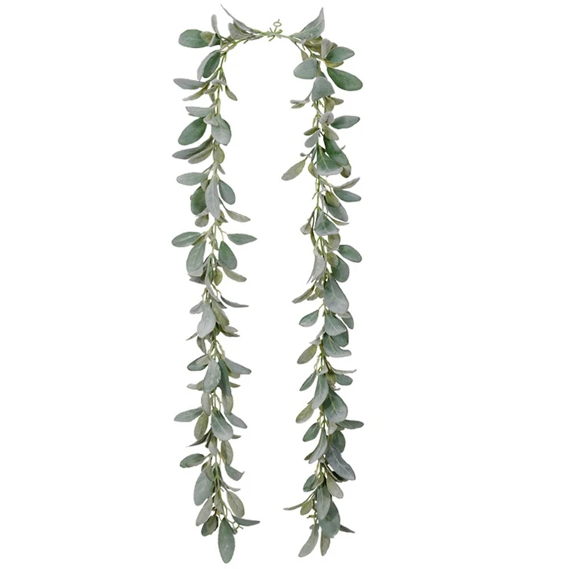 

3Pcs 6.7 Ft Lambs Ear Garland Artificial - Succulent Garland - Fall Eucalyptus Garland - Leaf Mantle Garland