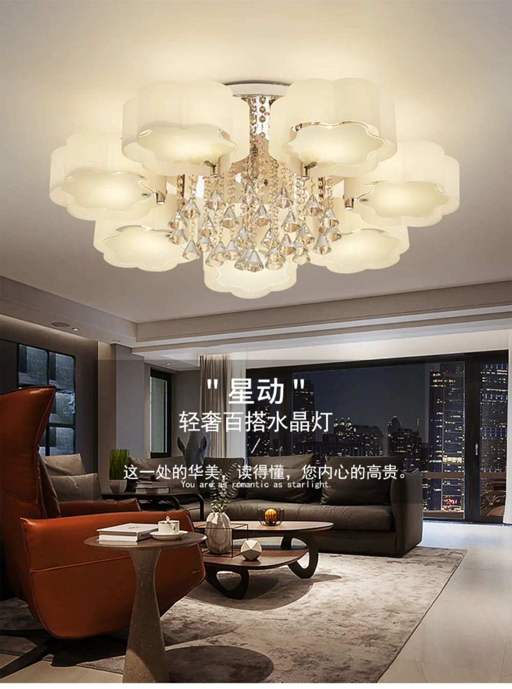 

LED chandelier ceiling crystal chandelier dimmable RGB modern fashion lamps restaurant room