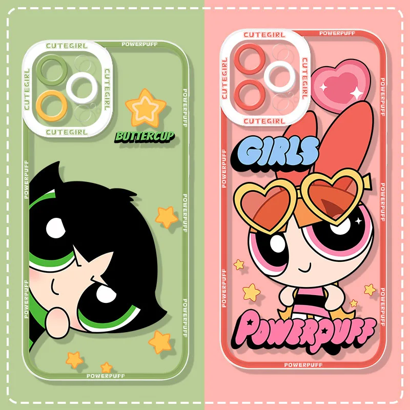 

The Powerpuff Girls Soft Case for iPhone 14 Pro Max 13 12 Mini 11 Pro XR XS X 8 7 6 6S Plus SE 2020 Clear Silicone Phone Cover