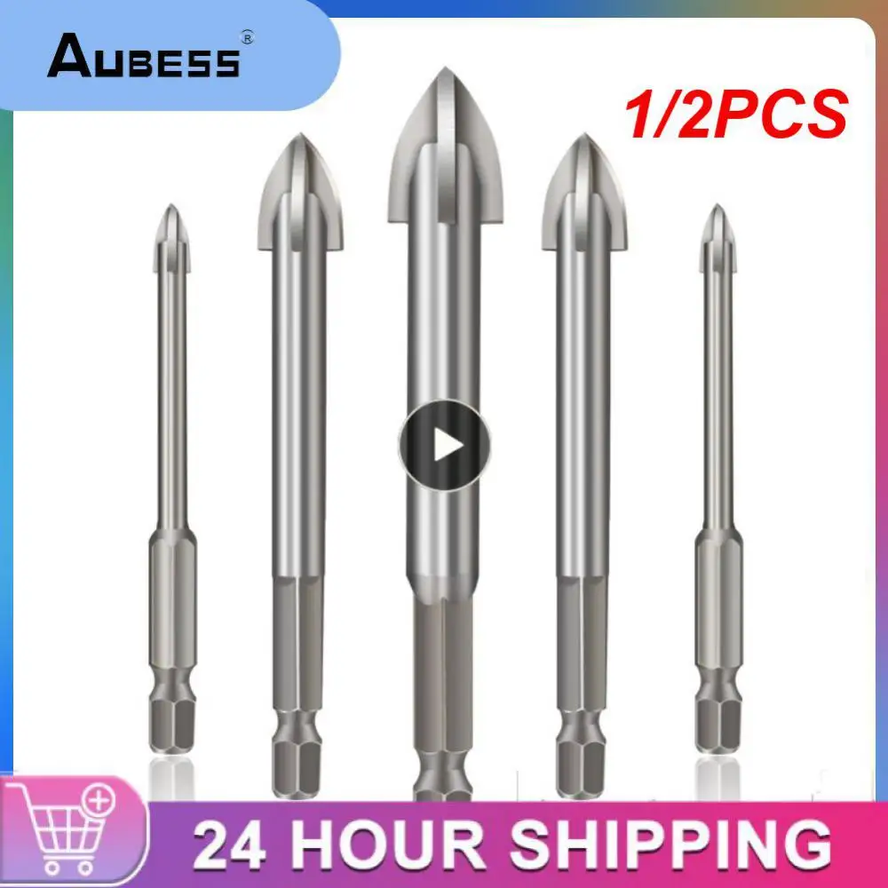 

1/2PCS Cross Hex Tile Glass Drill Bits Set Titanium Coated Power Tools Accessories for Glass Ceramic Concrete Hole Opener