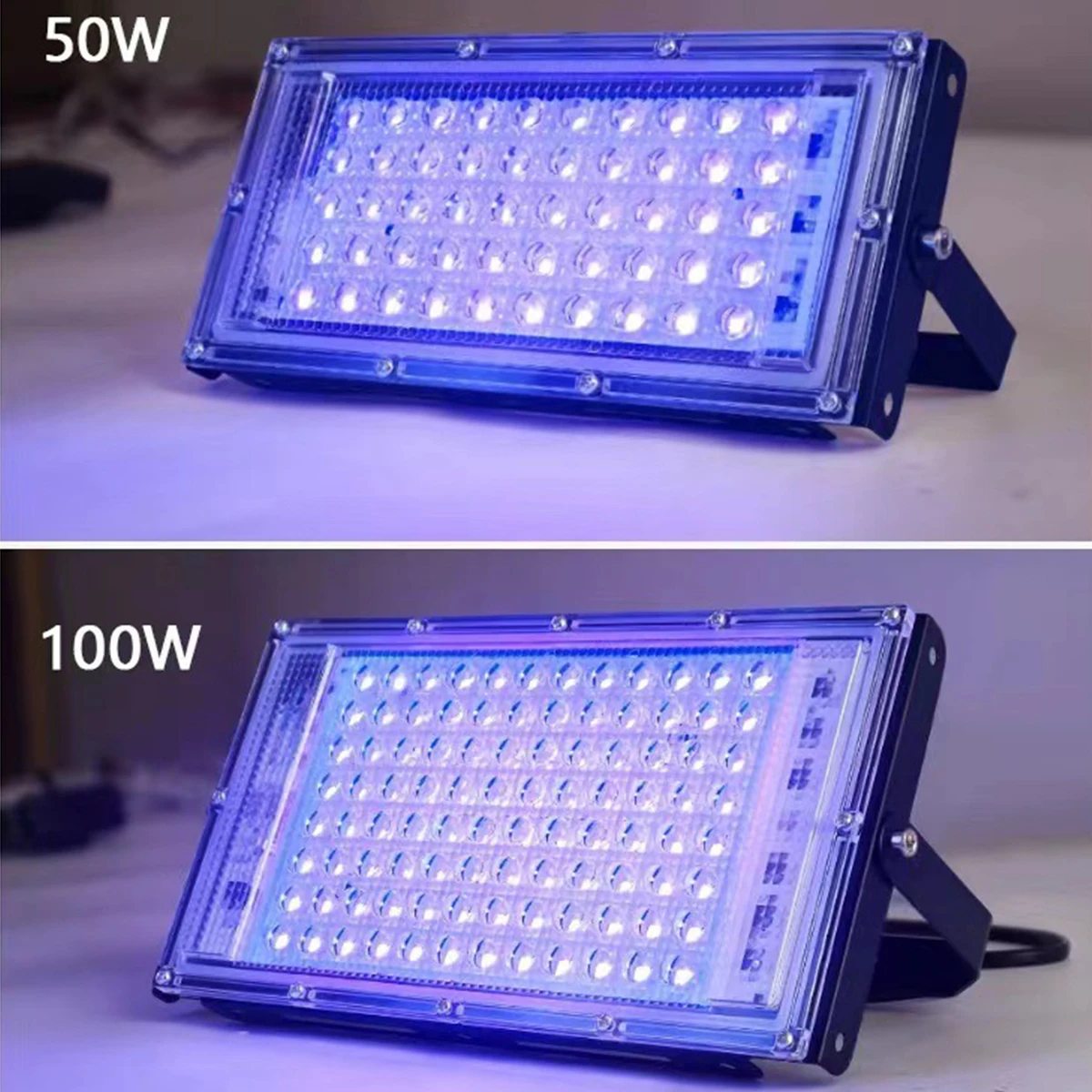 Фото Прожектор Led Uv 50w 100w 395 нм Профессиональный сценический черный свет ультрафиолетовый прожектор №4