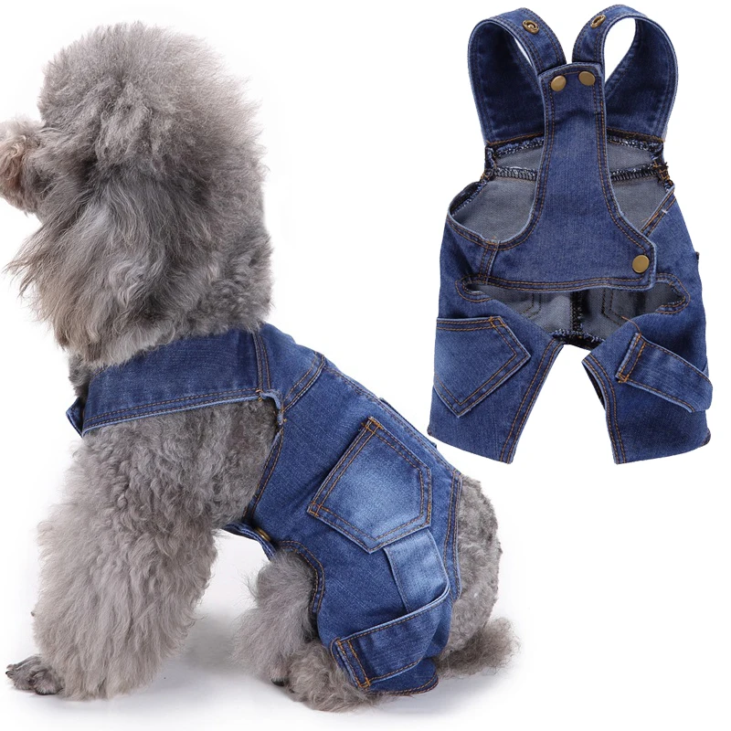 

2022 Pet Costume Dog Clothes Jean Rompers for Cat Dog Jumpsuit Blue Puppy Dog Clothing XS-XXL Yorkie Corgi Teddy Poodle Outfit