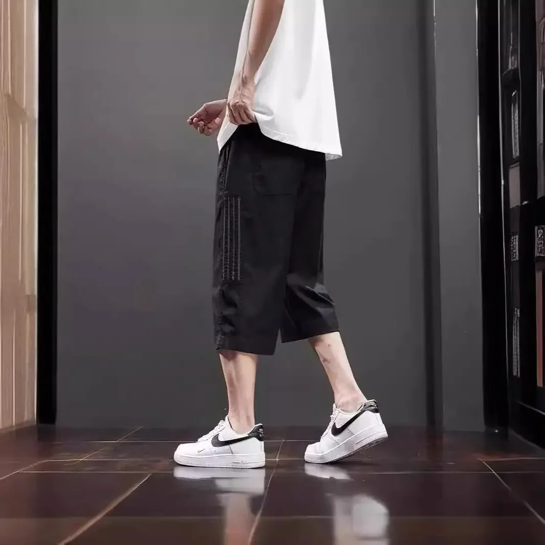 Повседневные шорты из ледяного шелка мужские летние тонкие модные полосатые