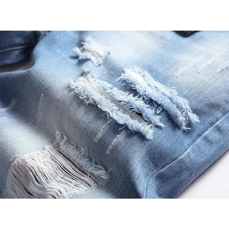 Men's Jeans Pants Holes Contrasting Colors Retro Slim Personality Trend Shorts Jeans Summer 2022