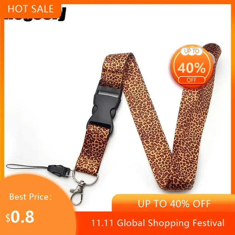 

Leopard Print Lanyard Keys Phone Holder Funny Neck Strap With Keyring ID Card DIY Animal webbings ribbons Hang Rope
