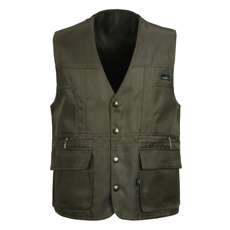 

Vest Men Jacket with Many Pockets Summer Casual Photographer Reporter Multi Pocket Vest for Male Waistcoat Classic Sleeveless