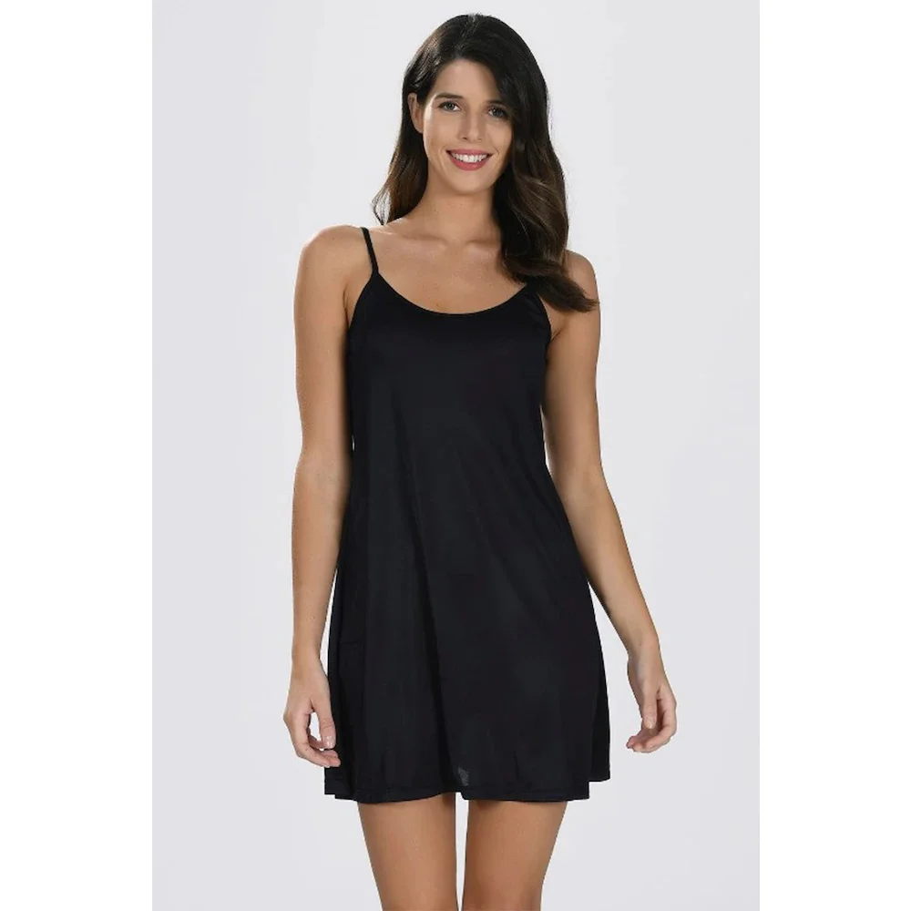 Women Basic Adjustable Rope Strap Short Spaghetti Cami Under Mini Slip Sexy Night   Dress