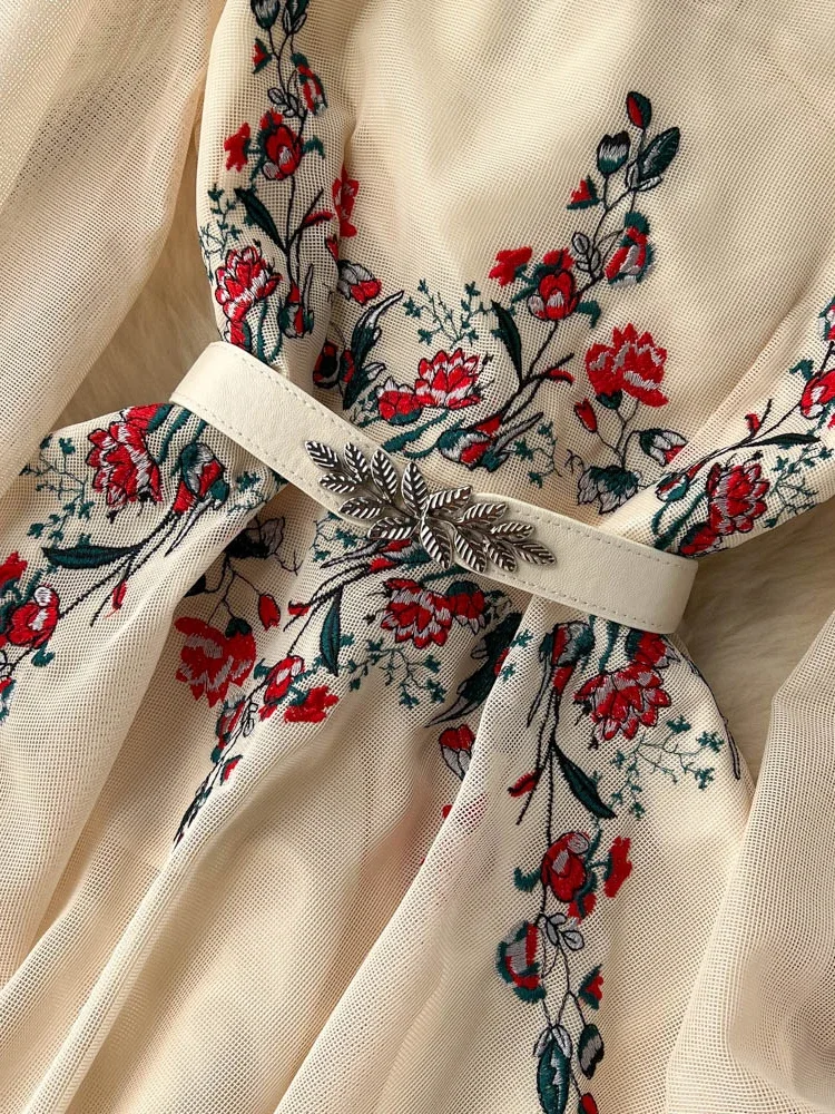 Женское винтажное длинное платье с круглым вырезом ТРАПЕЦИЕВИДНОЕ ПЛАТЬЕ С