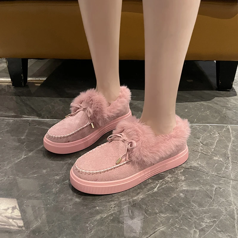 

2023 Winter Warm Women's Plush Snow Boots Lace Up Fashion Soft Sports Shoes Comfortable Casual Solid Cotton Boots