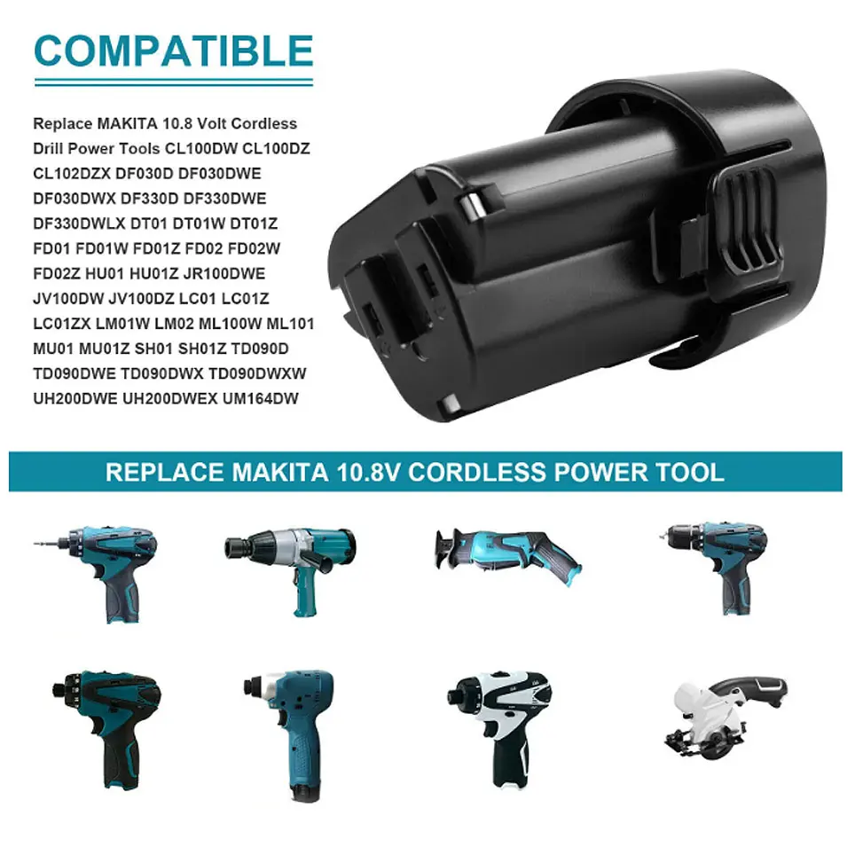 Литиевая батарея 10 8-4 TD090D TD090DW LCT203W LCT204 3000-6 DF030D для Makita BL1013 BL1014 194551 V 12V Max 194550 mAh