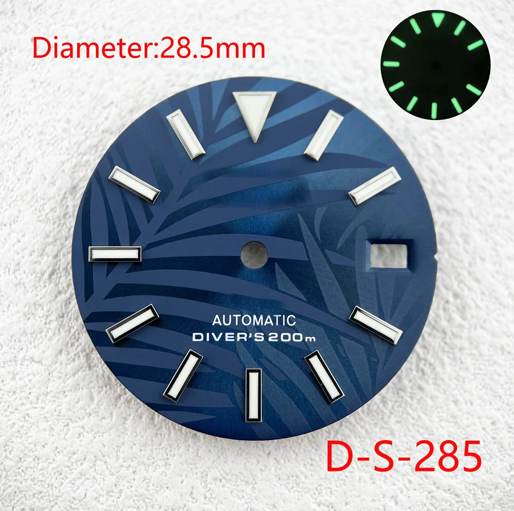 28.5MM Bamboo Leaf Watch Dial Green Luminous Modified Dial Suitable for NH35 NH36 Movement Men Watch Accessories