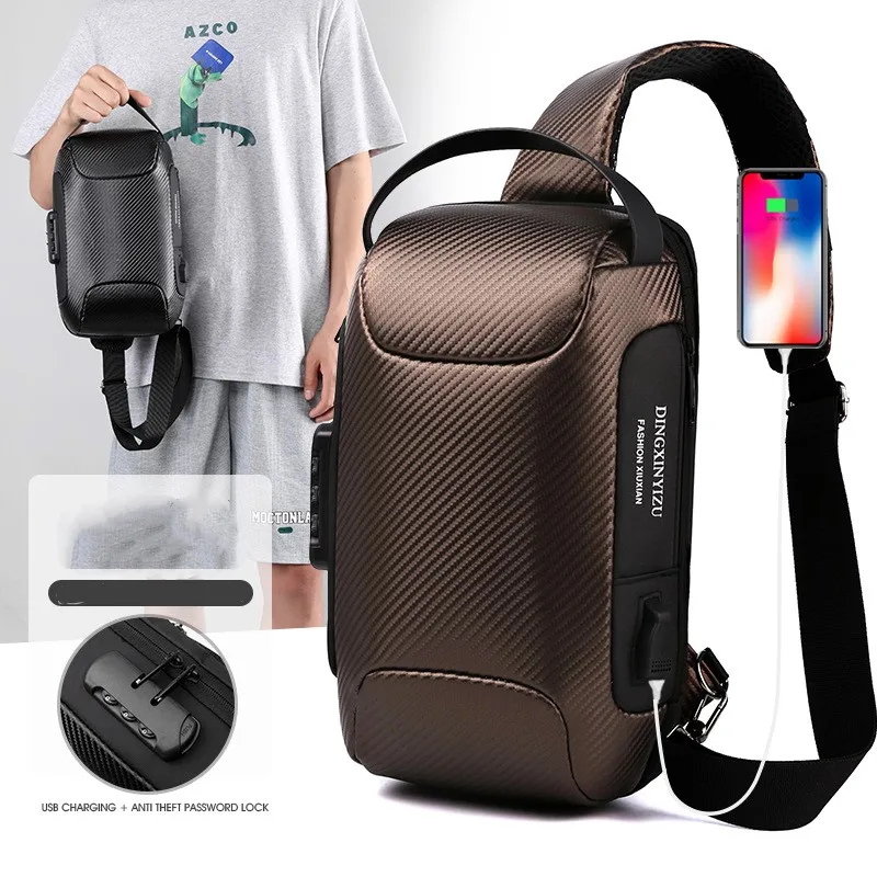 Sling Fashion  Chest Bag New Ani-thief Men Crossbody Bag Waterproof Shoulder Bags USB Charging Short Trip For Male Travel Pack