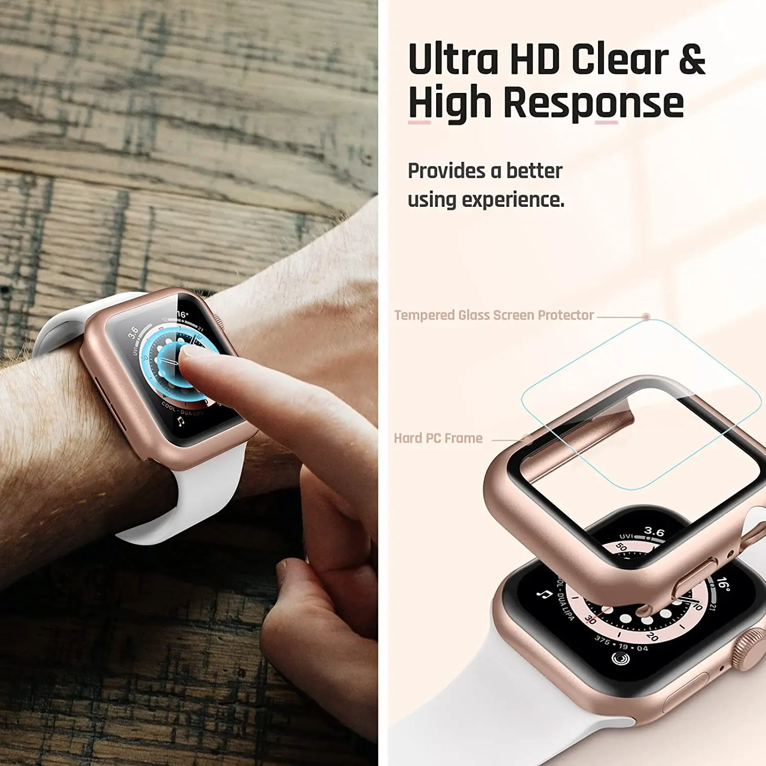 Glass+Cover for Apple Watch Screen Protector Case 44mm 40mm 41mm 45mm 42mm 38mm Scratch Resistant Protective iWatch 8 7 6 SE 5 3