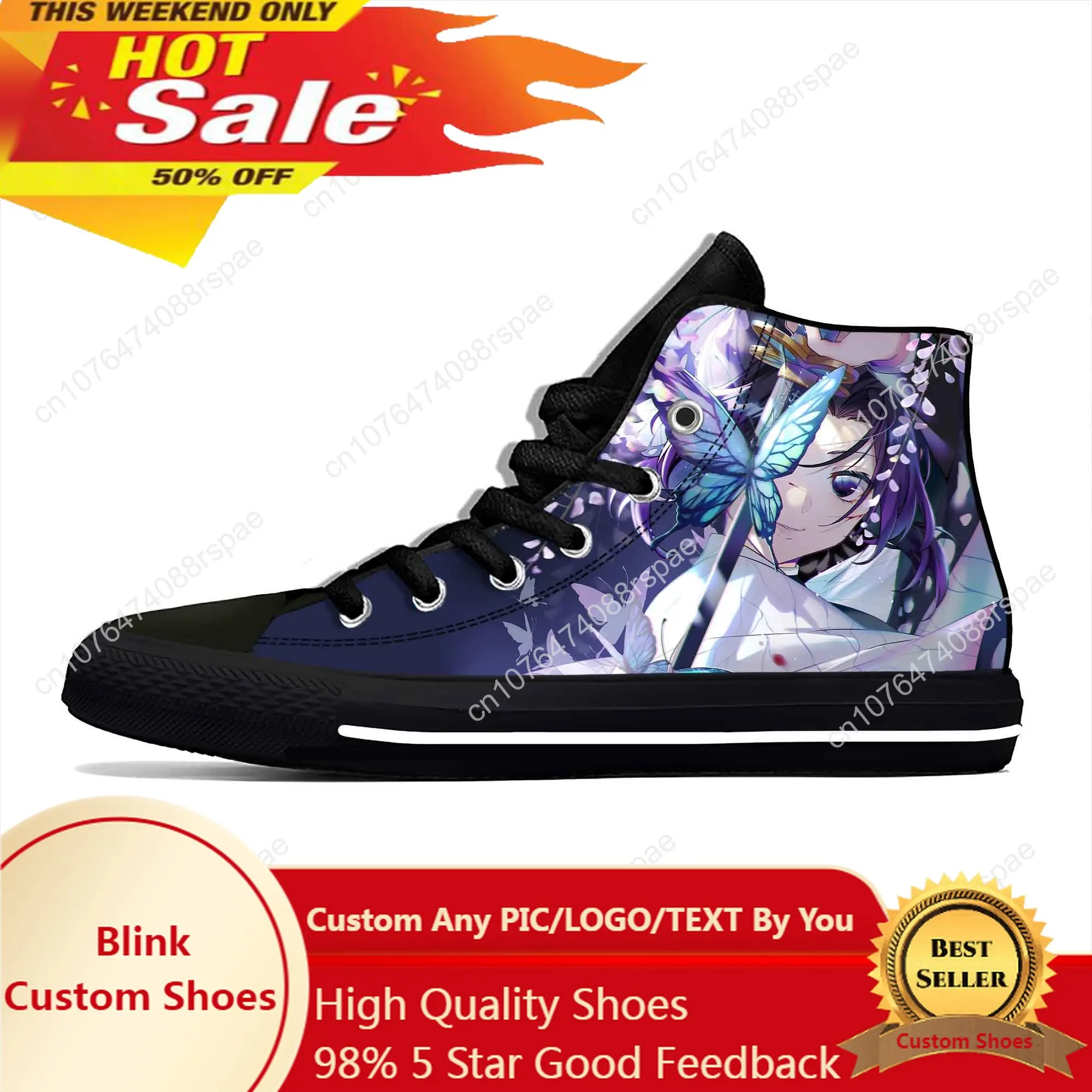 

Demon Slayer Kimetsu No Yaiba Kochou Shinobu Cute Casual Cloth Shoes High Top Comfortable Breathable 3D Print Men Women Sneakers