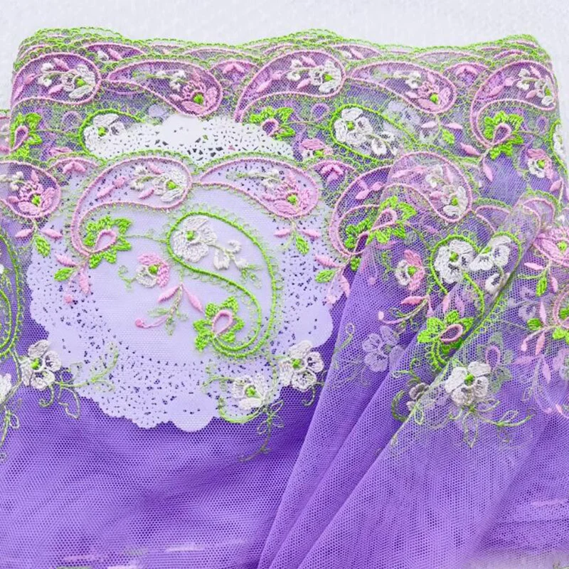 Кружевные ткани с зеленой вышивкой 27Yds поделки сделай сам для шитья