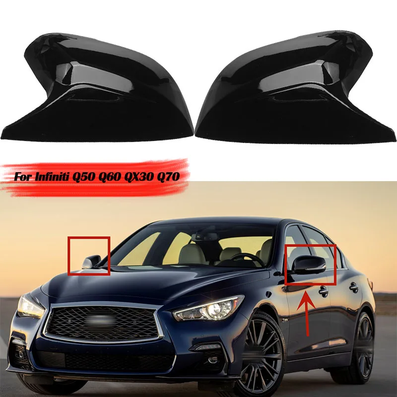 

2pcs For Infiniti QX30 Q50S Q50 Q60 Q70 2014 - 2021Car Rearview Mirror Cover Wing Side Mirror Cover Car Accessories
