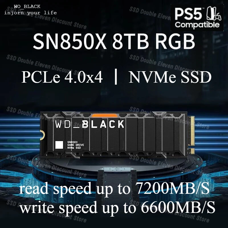 Твердотельный накопитель для ноутбука M.2 SN850X PCIe4.0 NVMe игровой ПК расширительный AI