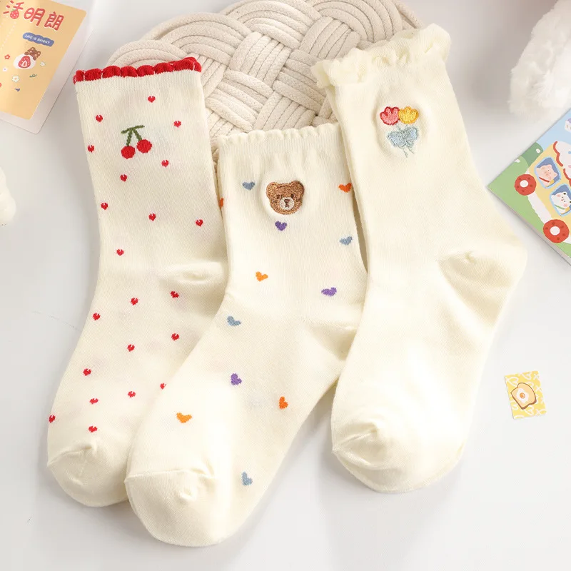 Socks Women's Middle Tube Socks Trendy Cute Japanese Spring and Summer Thin Section