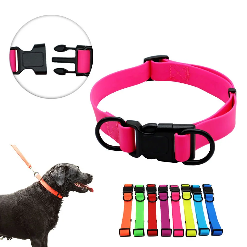 

InnoExplore Solid Dog Collars Waterproof PVC Dog Collar For Small Medium Large Dogs Teddy Keji Pitbull Bulldog Beagle Pet Collar