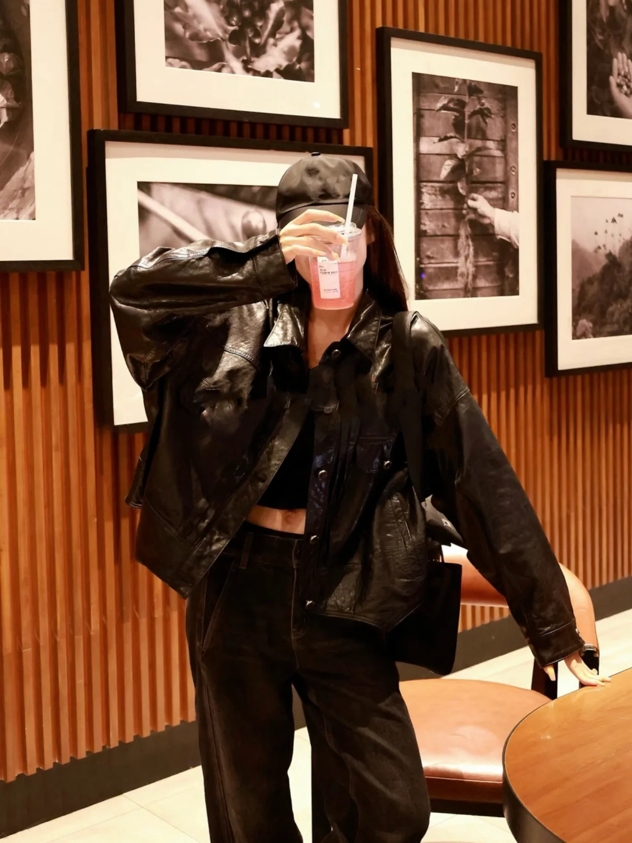 2024 новое однотонное пальто из натуральной кожи верхняя одежда мотоциклетный