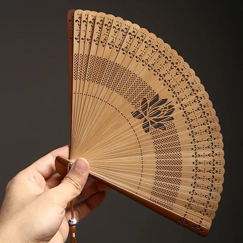

Mini Bamboo Folding Fan Hollow Japanese Ancient Men and Women Handmade Small Dancing Fan