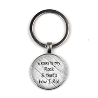 le topkeeping jesus is my rock this is how i roll the keychain faith key chain christian inspirational glass keychain